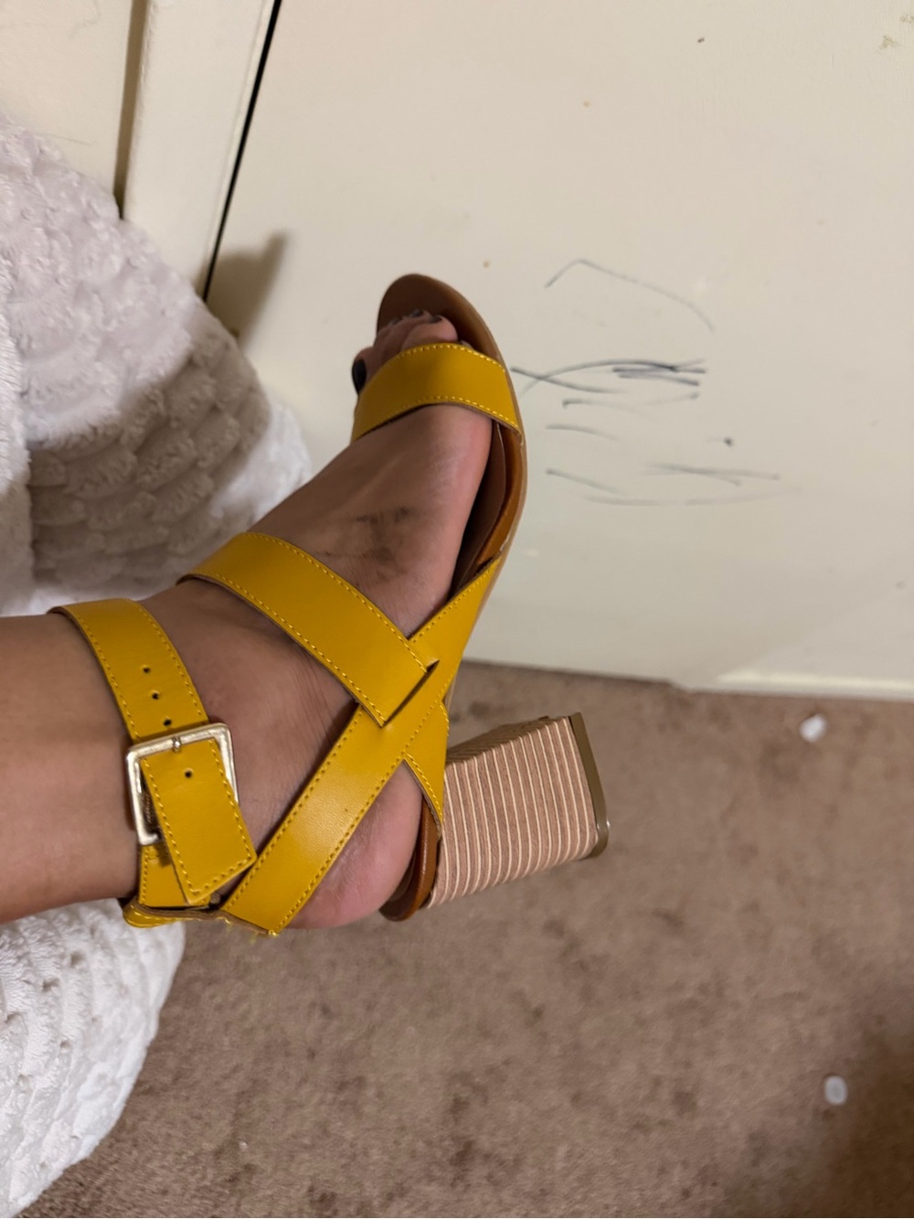 Bright Yellow Women's Strappy Buckle Sandals